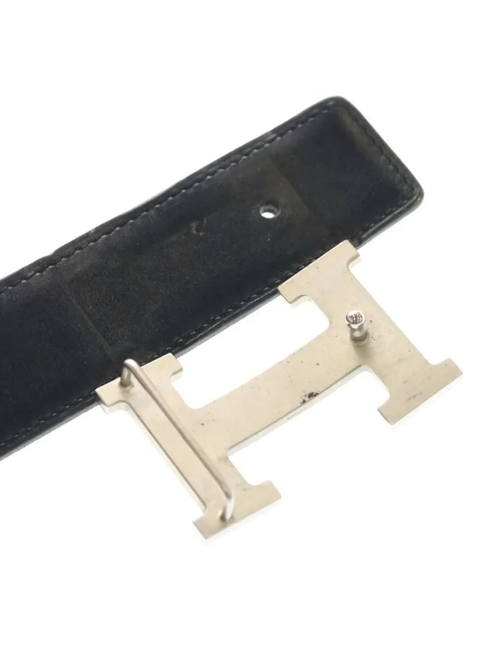 Hermes Constance Belt Reversible Leather Black Brown Silver